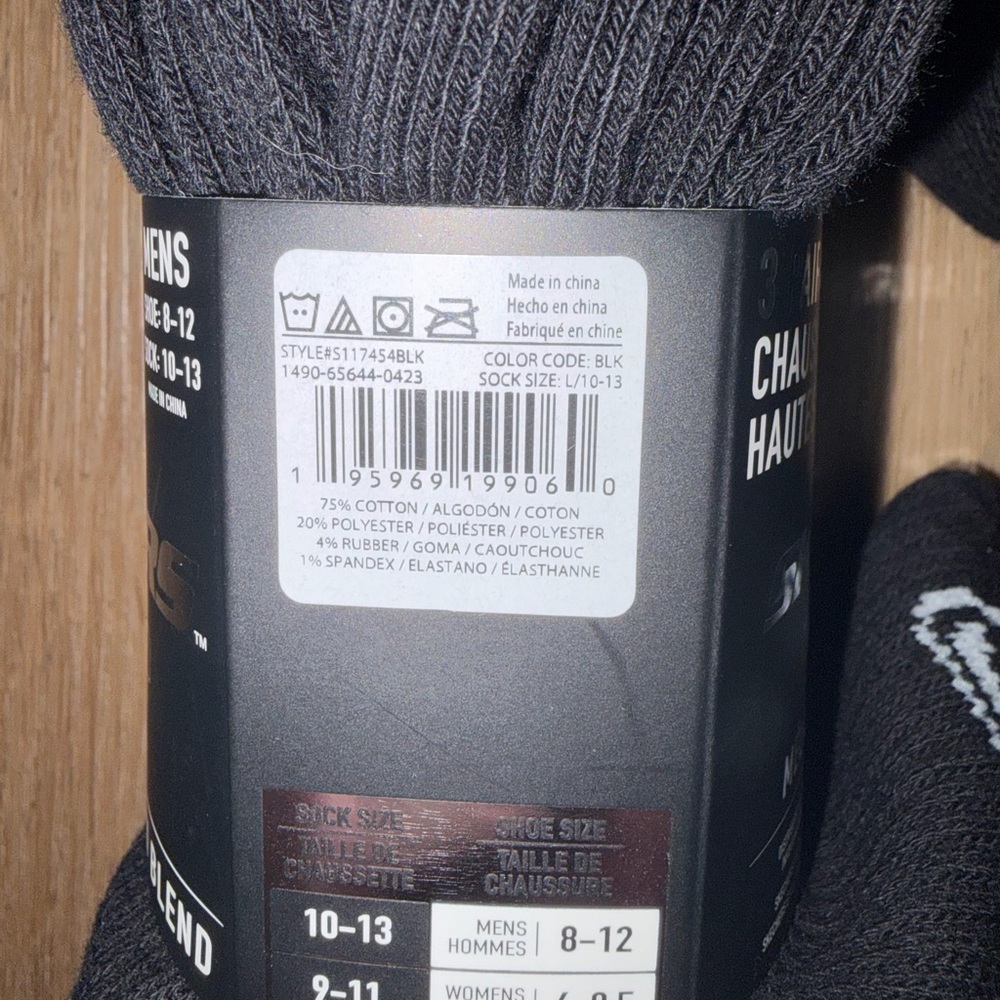2 Skechers 3 Pack Men's Black Crew Socks Size 10-13 Cotton Blend New - Picture 5 of 6